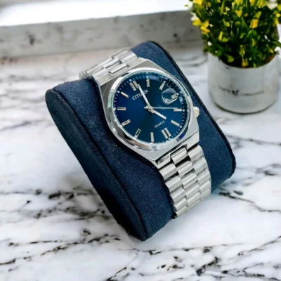 Citizen Watch Silver Chain & Blue Display